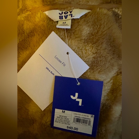NWT Joy Lab jacket size med in light & darker tan Lift collar to keep neck warm - Picture 4 of 5